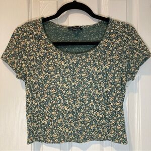 American Eagle Blue Floral Crop Top